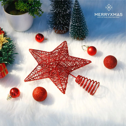Christbaumspitze Stern - Baumspitze & Tannenbaum Aufstecker für Weihnachten (rot)