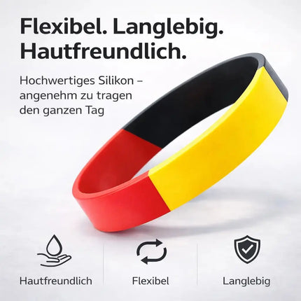 Deutschland Fanarmband Schwarz Rot Gold – Silikon Armband Fanartikel zur Weltmeisterschaft 2026 WM