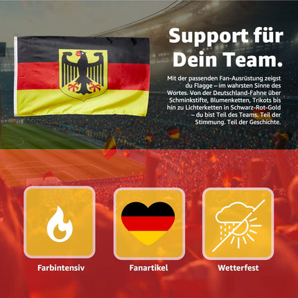 Deutschland Flagge EM 2024 Fahne - Fanartikel - strapahrzierfähiges Polyester & Metallösen