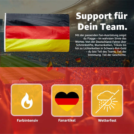 Deutschland Flagge EM 2024 Fahne - Fanartikel - strapahrzierfähiges Polyester & Metallösen