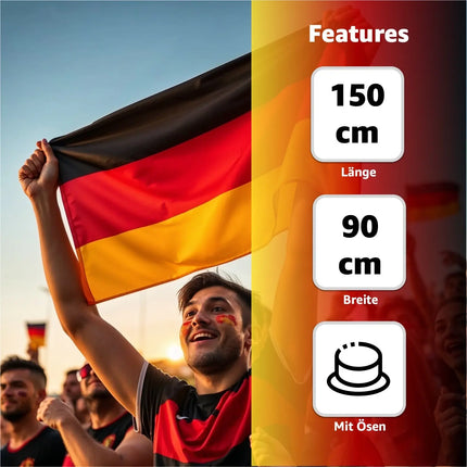 Deutschland Flagge EM 2024 Fahne - Fanartikel - strapahrzierfähiges Polyester & Metallösen