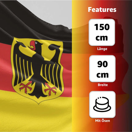 Deutschland Flagge EM 2024 Fahne - Fanartikel - strapahrzierfähiges Polyester & Metallösen