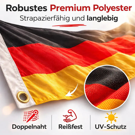 Deutschland Flagge WM 2026 Fahne - Fanartikel Weltmeisterschaft - strapahrzierfähiges Polyester & Metallösen
