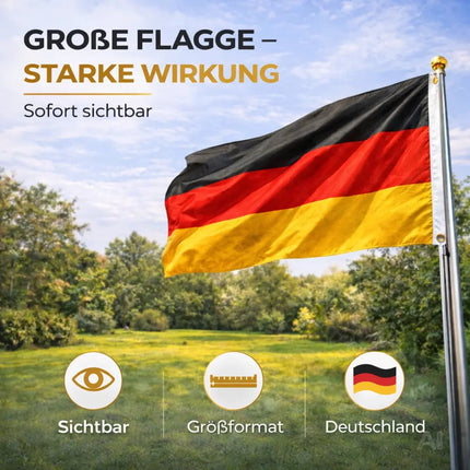 Deutschland Flagge WM 2026 Fahne - Fanartikel Weltmeisterschaft - strapahrzierfähiges Polyester & Metallösen