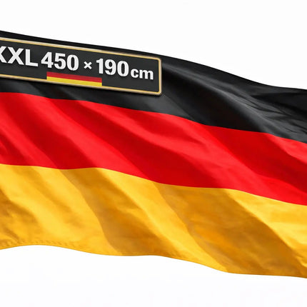 Deutschland Flagge XXL 450x190 cm – EXTRA Große WM 2026 Fahne Fanartikel mit Metallösen
