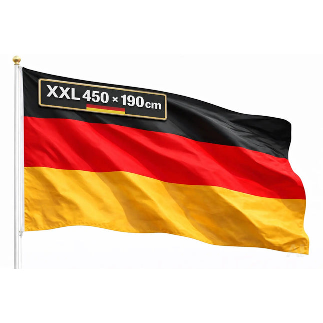 Deutschland Flagge XXL 450x190 cm – EXTRA Große WM 2026 Fahne Fanartikel mit Metallösen