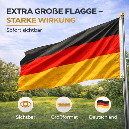 Deutschland Flagge XXL 450x190 cm – EXTRA Große WM 2026 Fahne Fanartikel mit Metallösen – Detailansicht 8