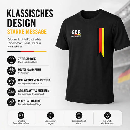 Deutschland T-Shirt WM 2026 – Fußball Weltmeisterschaft 2026 Shirt mit Flagge, WM Fan Shirt Deutschland, WM 2026 Outfit (Schwarz)