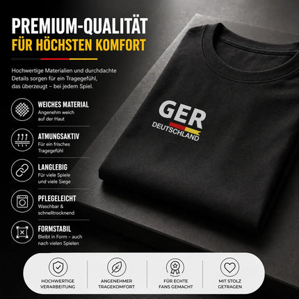 Deutschland T-Shirt WM 2026 – Fußball Weltmeisterschaft 2026 Shirt mit Flagge, WM Fan Shirt Deutschland, WM 2026 Outfit (Schwarz)