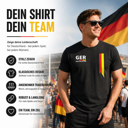 Deutschland T-Shirt WM 2026 – Fußball Weltmeisterschaft 2026 Shirt mit Flagge, WM Fan Shirt Deutschland, WM 2026 Outfit (Schwarz)