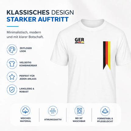 Deutschland T-Shirt WM 2026 – Fußball Weltmeisterschaft 2026 Shirt mit Flagge, WM Fan Shirt Deutschland, WM 2026 Outfit (Weiß)