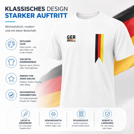 Deutschland T-Shirt WM 2026 – Fußball Weltmeisterschaft 2026 Shirt mit Flagge, WM Fan Shirt Deutschland, WM 2026 Outfit (Weiß)