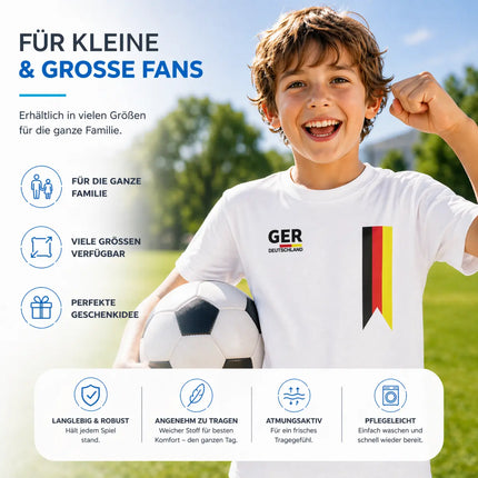 Deutschland T-Shirt WM 2026 – Fußball Weltmeisterschaft 2026 Shirt mit Flagge, WM Fan Shirt Deutschland, WM 2026 Outfit (Weiß)