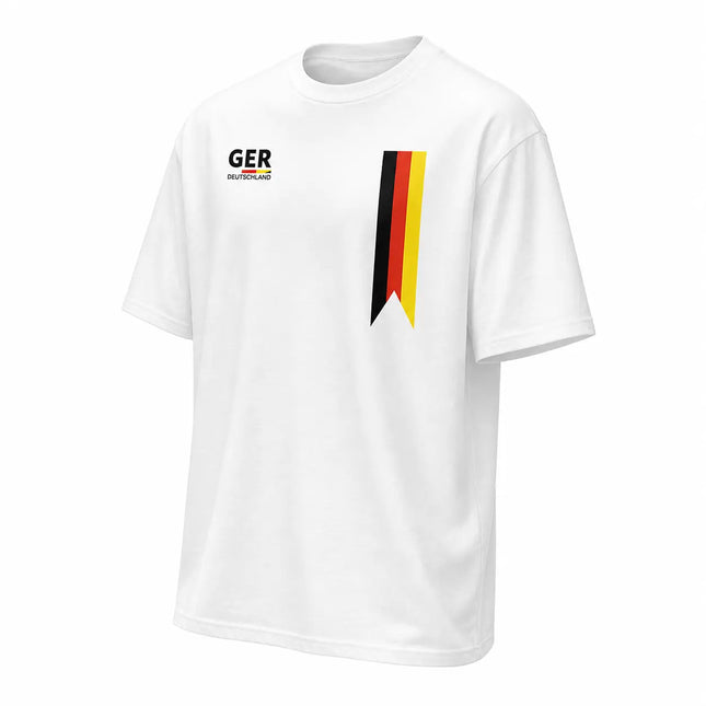 Deutschland T-Shirt WM 2026 – Fußball Weltmeisterschaft 2026 Shirt mit Flagge, WM Fan Shirt Deutschland, WM 2026 Outfit (Weiß)