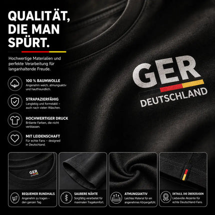 Deutschland Trikot schwarz WM 2026 - T-Shirt Herren & Damen - Weltmeisterschaft Shirt mit Flagge (Schwarz)