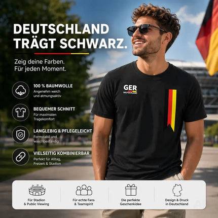 Deutschland Trikot schwarz WM 2026 - T-Shirt Herren & Damen - Weltmeisterschaft Shirt mit Flagge – Detailansicht 2
