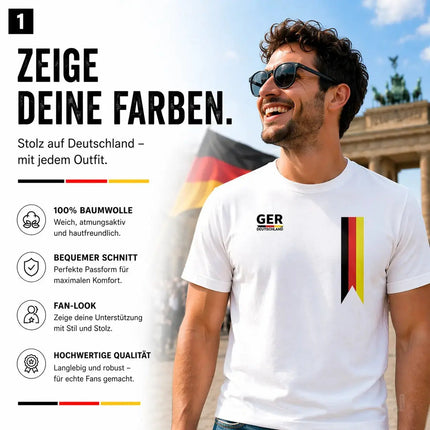 Deutschland Trikot weiß WM 2026 - T-Shirt Herren & Damen - Weltmeisterschaft Shirt mit Flagge – Detailansicht 2