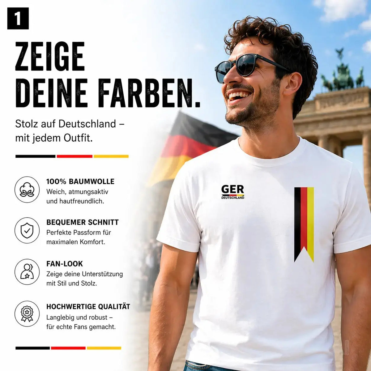 Deutschland Trikot weiß WM 2026 - T-Shirt Herren & Damen - Weltmeisterschaft Shirt mit Flagge – Detailansicht 2