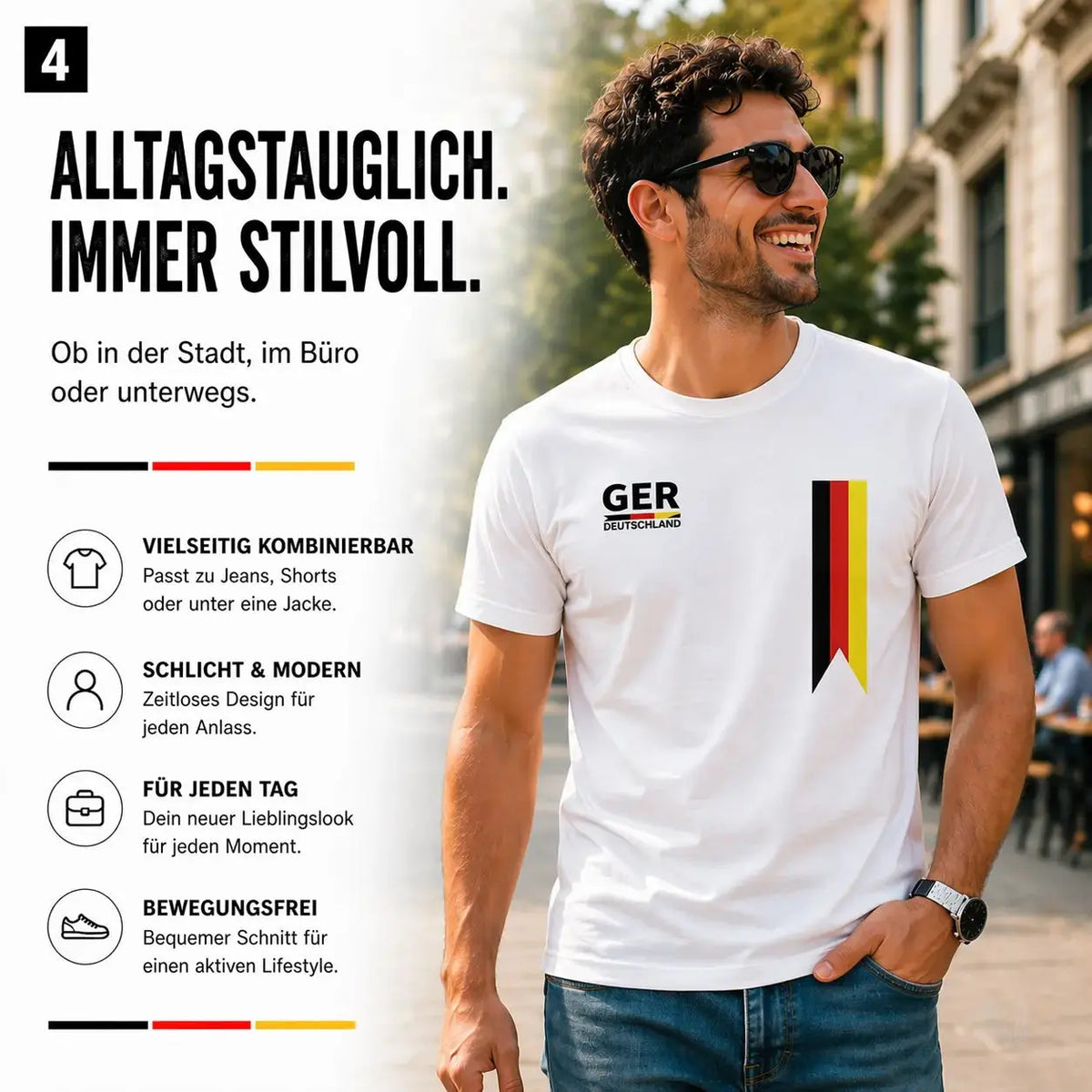 Deutschland Trikot weiß WM 2026 - T-Shirt Herren & Damen - Weltmeisterschaft Shirt mit Flagge – Detailansicht 3