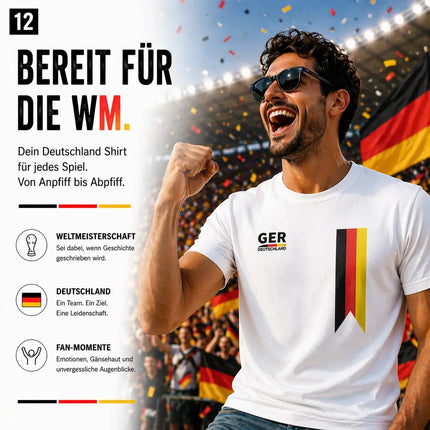 Deutschland Trikot weiß WM 2026 - T-Shirt Herren & Damen - Weltmeisterschaft Shirt mit Flagge – Detailansicht 4