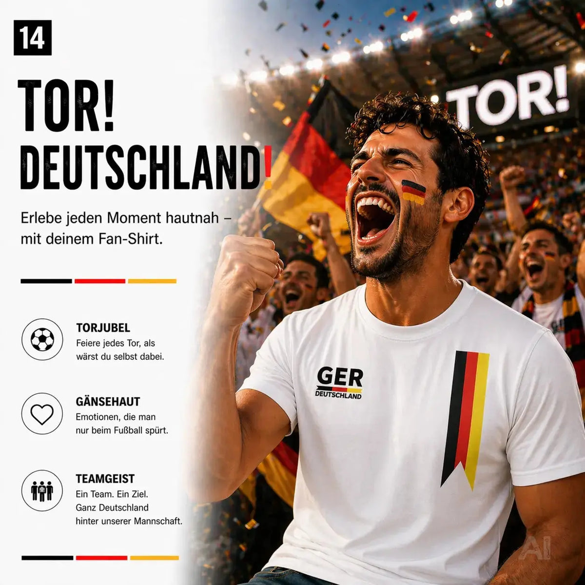 Deutschland Trikot weiß WM 2026 - T-Shirt Herren & Damen - Weltmeisterschaft Shirt mit Flagge – Detailansicht 6