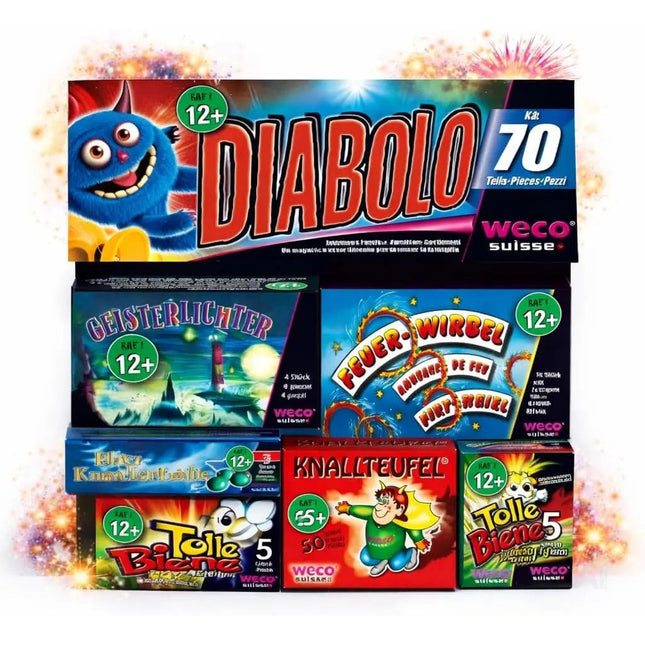 Diabolo XXL Set 70 Teile – Jugendspaß und Tischartikel Kat. F1 für Partys, Silvester