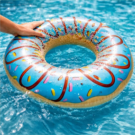 Donut Schwimmring aufblasbar Ø 120 cm – Schwimmreifen für Pool, See, Strand & Wasser (Donut Blau)
