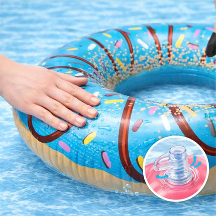 Donut Schwimmring aufblasbar Ø 120 cm – Schwimmreifen für Pool, See, Strand & Wasser (Donut Blau)
