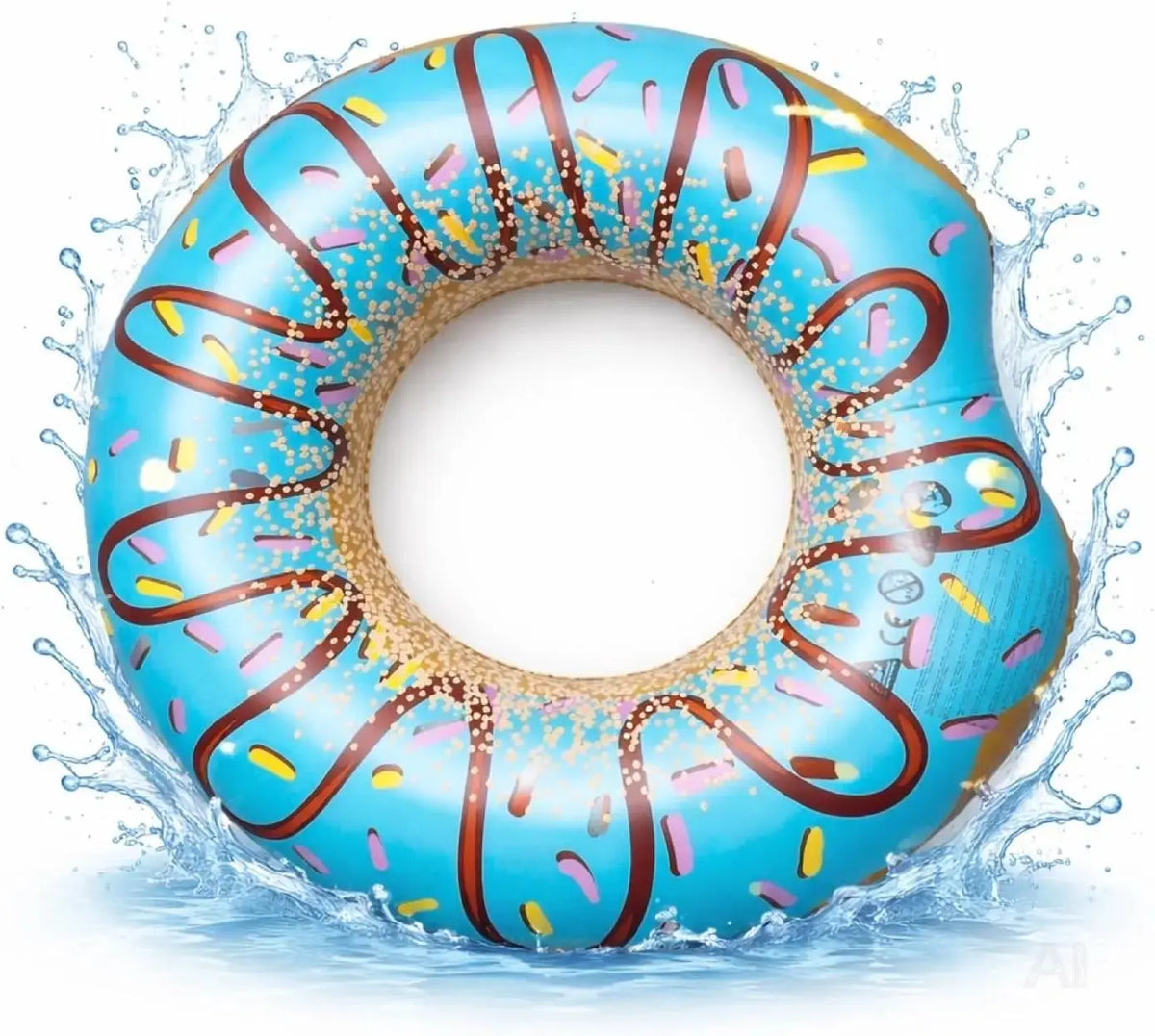 Donut Schwimmring aufblasbar Ø 120 cm – Schwimmreifen für Pool, See, Strand & Wasser (Donut Blau)