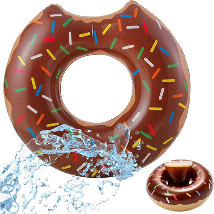 Donut Schwimmring aufblasbar Ø 120 cm – Schwimmreifen für Pool, See, Strand & Wasser (Donut Braun)