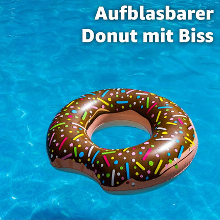 Donut Schwimmring aufblasbar Ø 120 cm – Schwimmreifen für Pool, See, Strand & Wasser (Donut Braun)