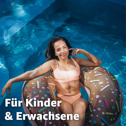 Donut Schwimmring aufblasbar Ø 120 cm – Schwimmreifen für Pool, See, Strand & Wasser (Donut Braun)