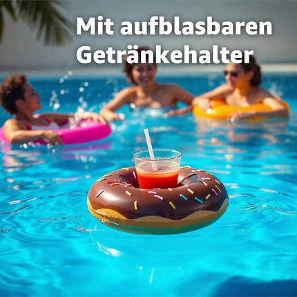 Donut Schwimmring aufblasbar Ø 120 cm – Schwimmreifen für Pool, See, Strand & Wasser (Donut Braun)