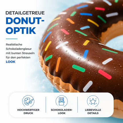 Donut Schwimmring aufblasbar Ø 120 cm – Schwimmreifen für Pool, See, Strand & Wasser (Donut Braun)