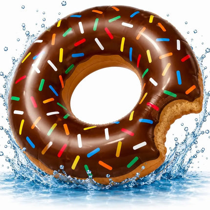 Donut Schwimmring aufblasbar Ø 120 cm – Schwimmreifen für Pool, See, Strand & Wasser (Donut Braun)