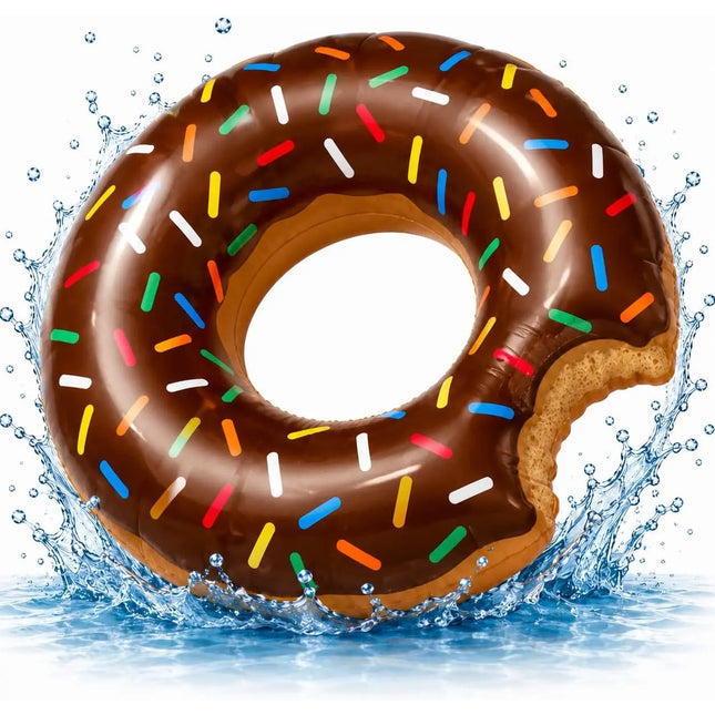 Donut Schwimmring aufblasbar Ø 120 cm – Schwimmreifen für Pool, See, Strand & Wasser (Donut Braun)