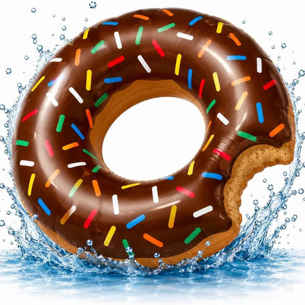 Donut Schwimmring aufblasbar Ø 120 cm – Schwimmreifen für Pool, See, Strand & Wasser (Donut Braun)