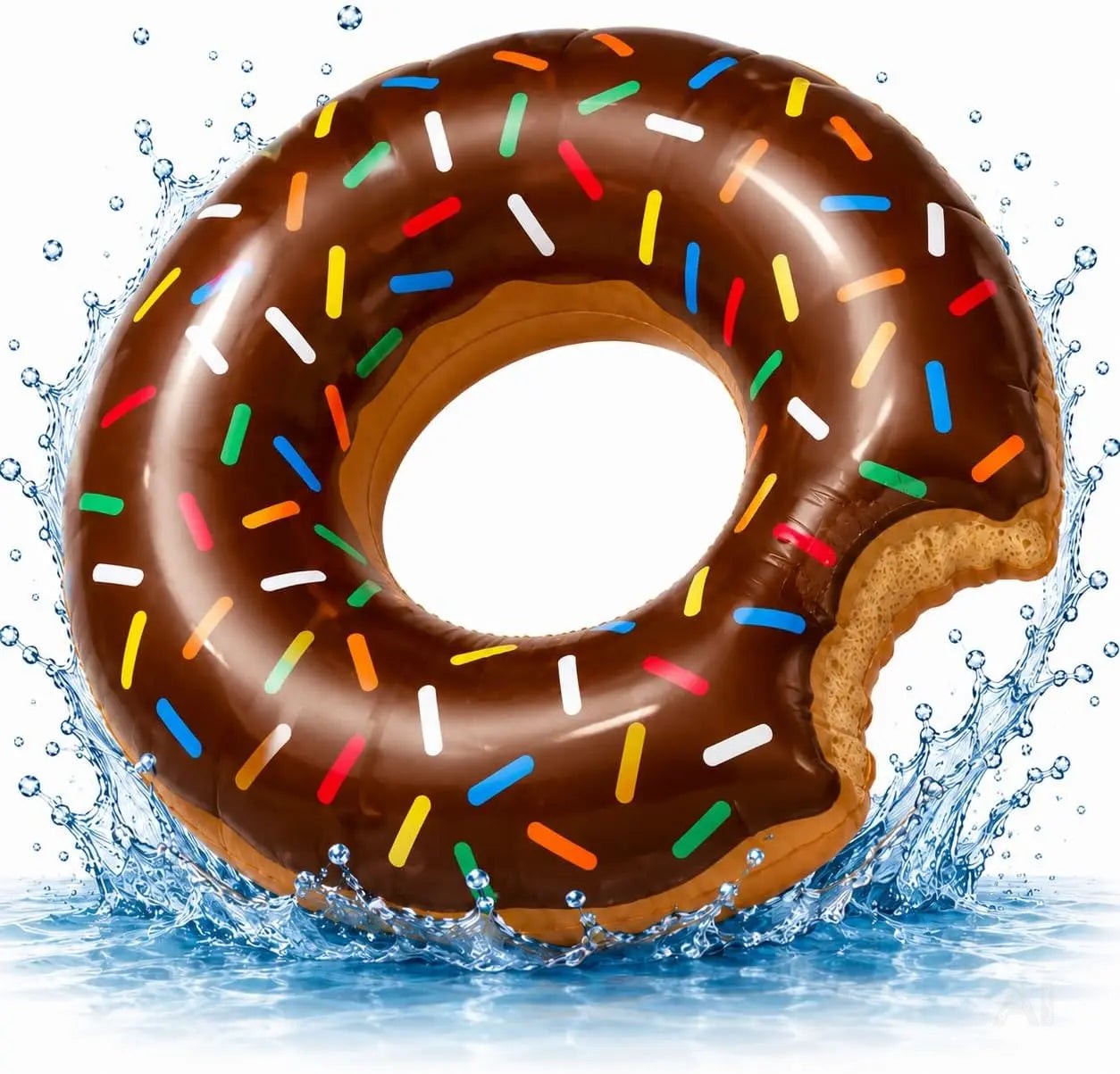 Donut Schwimmring aufblasbar Ø 120 cm – Schwimmreifen für Pool, See, Strand & Wasser (Donut Braun)