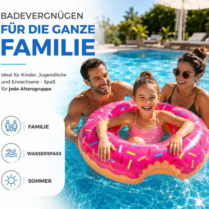 Donut Schwimmring aufblasbar Ø 120 cm – Schwimmreifen für Pool, See, Strand & Wasser (Donut Pink)