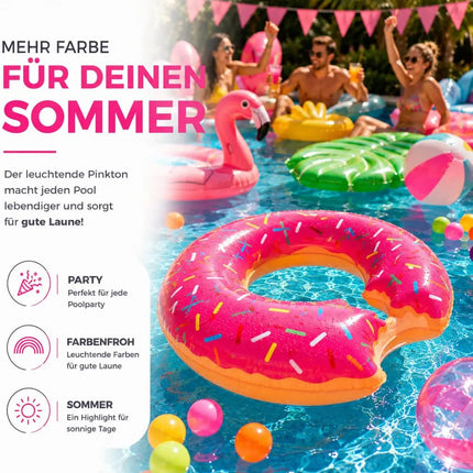 Donut Schwimmring aufblasbar Ø 120 cm – Schwimmreifen für Pool, See, Strand & Wasser (Donut Pink)