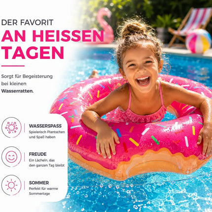 Donut Schwimmring aufblasbar Ø 120 cm – Schwimmreifen für Pool, See, Strand & Wasser (Donut Pink)