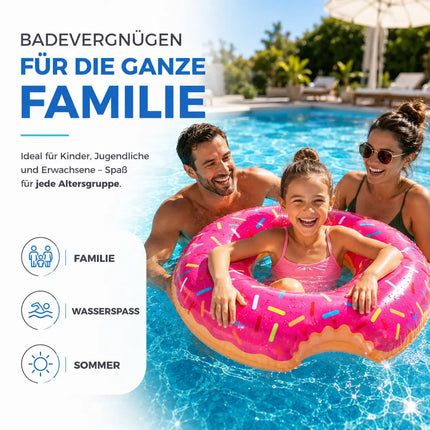 Donut Schwimmring aufblasbar Ø 120 cm – Schwimmreifen für Pool, See, Strand & Wasser (Donut Pink)
