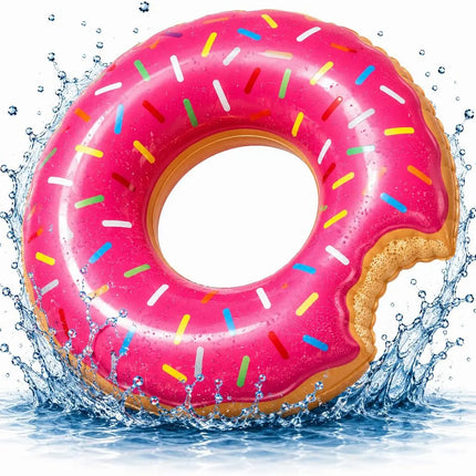Donut Schwimmring aufblasbar Ø 120 cm – Schwimmreifen für Pool, See, Strand & Wasser (Donut Pink)