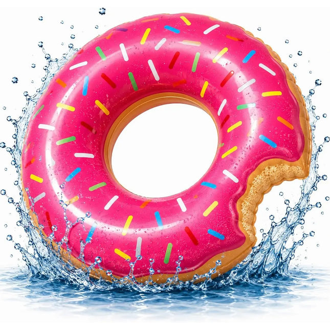 Donut Schwimmring aufblasbar Ø 120 cm – Schwimmreifen für Pool, See, Strand & Wasser (Donut Pink)