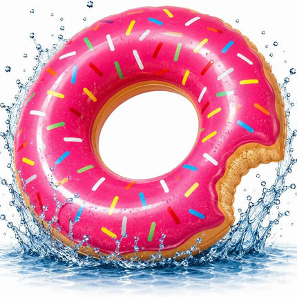 Donut Schwimmring aufblasbar Ø 120 cm – Schwimmreifen für Pool, See, Strand & Wasser (Donut Pink)