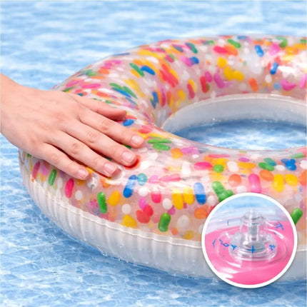 Donut Schwimmring aufblasbar Ø 120 cm – Schwimmreifen für Pool, See, Strand & Wasser (Donut Streusel)