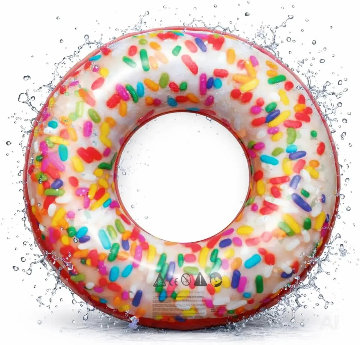 Donut Schwimmring aufblasbar Ø 120 cm – Schwimmreifen für Pool, See, Strand & Wasser (Donut Streusel)