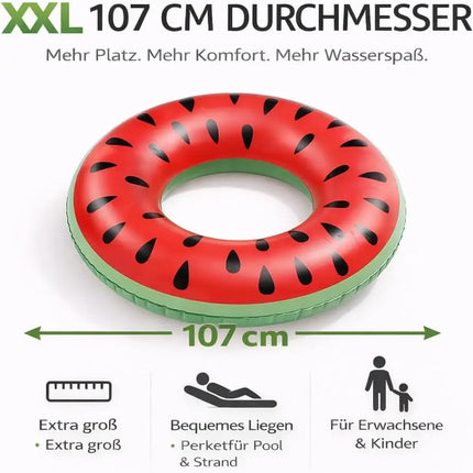Donut Schwimmring aufblasbar Ø 120 cm – Schwimmreifen für Pool, See, Strand & Wasser (Donut Wassermelone)