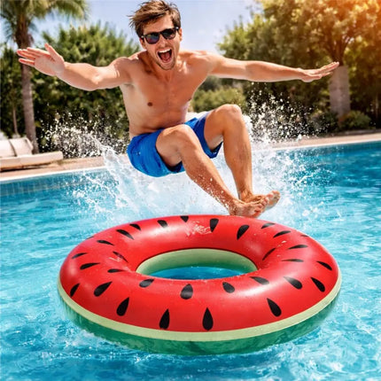 Donut Schwimmring aufblasbar Ø 120 cm – Schwimmreifen für Pool, See, Strand & Wasser (Donut Wassermelone)