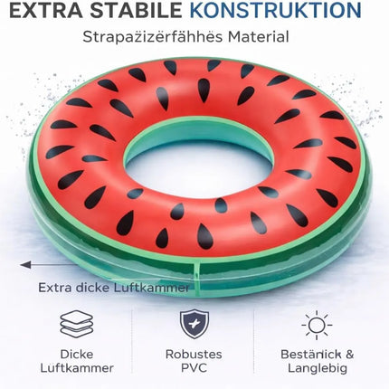 Donut Schwimmring aufblasbar Ø 120 cm – Schwimmreifen für Pool, See, Strand & Wasser (Donut Wassermelone)